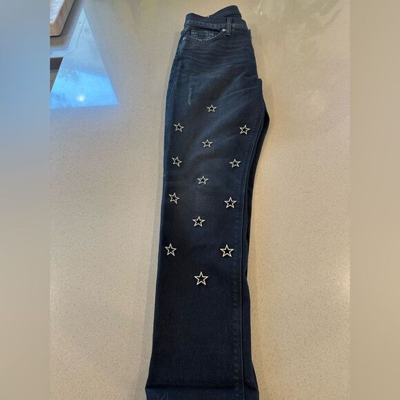 Hudson Riley Crop Relaxed Straight Leg Women's Black Jeans Star Detail Size 27 - Picture 2 of 16